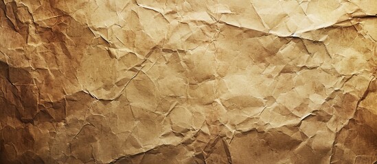 A close-up of a crumpled brown paper, resembling a pattern found in natural materials like beige...