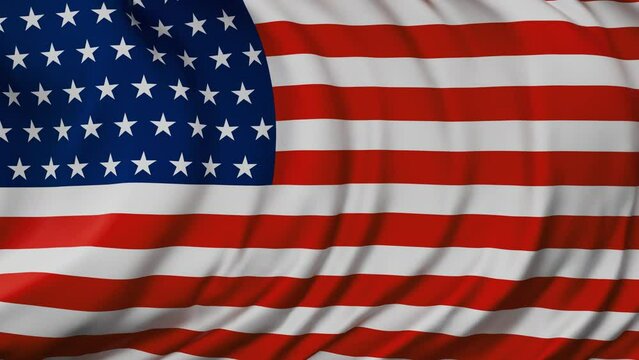 United States of America or USA wavy flag swaying in the wind, looped endless cycled video, full screen covers flag background