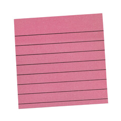 Pink square note book paper, top view. Isolated cutout on a transparent background.
