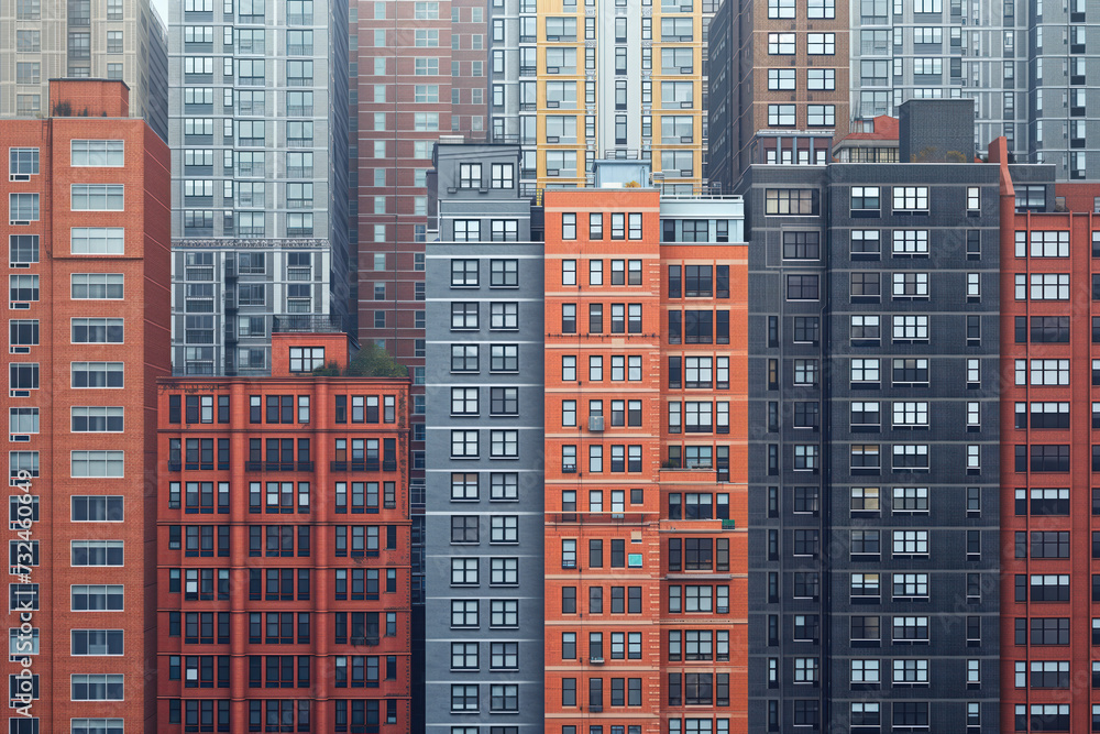 Poster buildings in downtown city. background image. created with generative ai technology
