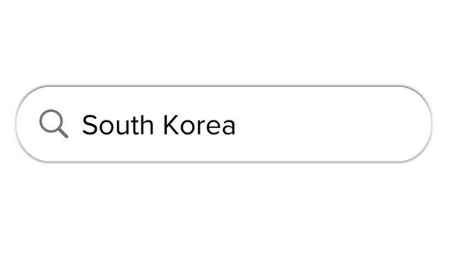 Www search bar icon with  South Korea text isolated on white background