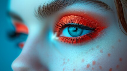 make up beauty eye with peach orange make-up