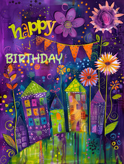 illustration of a happy birthday card