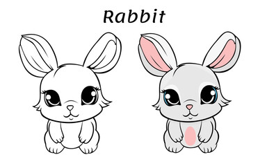 Obraz na płótnie Canvas Vector illustration of a rabbit. Coloring book illustration