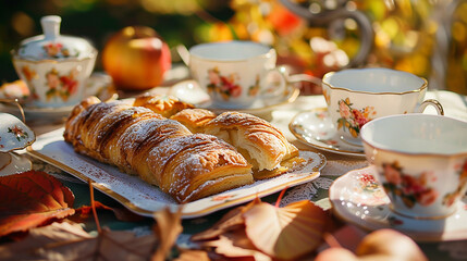 breakfast with coffee and croissant