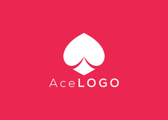 Minimalist Ace logo design vector template. Creative red ace shape logo 