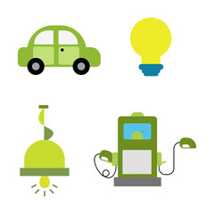 Artificial Fuels Vektor, Car, Green Energy, nature gas station, nature lamp