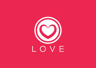 Minimalist Love logo design vector template. Creative red Heart shape logo
