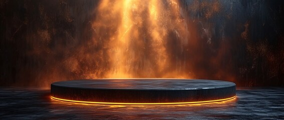 Glowing Fountain in the Dark: A Stunning Sight for the Full Moon Night Generative AI