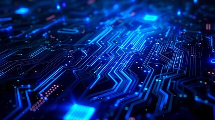 Geometric blue neon lights on a plain black background