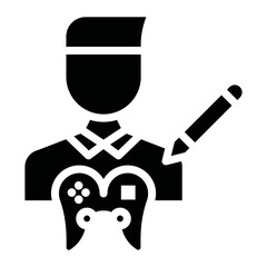 Game Script Writer Male icon vector image. Can be used for Game Development.
