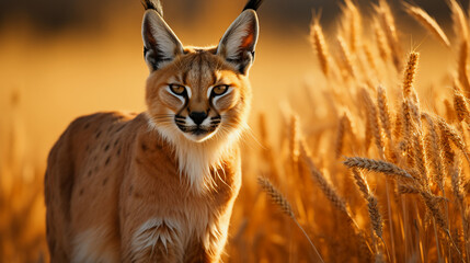 A Captivating Encounter with a Caracal in Soft Sundown Light