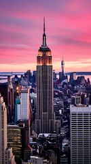 Gartenposter Empire State Building The Majestic Empire State Building - A Dominant Beacon in New York City Skyline Against a Vibrant Sunset