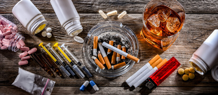 Addictive substances, including alcohol, cigarettes and drugs