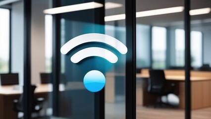 A set of Wi-Fi icons in the office, an Internet signal, a wireless and free Wi-Fi hotspot in the office or business center. - obrazy, fototapety, plakaty