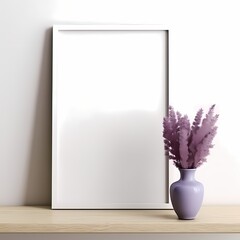 Blank Frame with Purple Plant Decoration