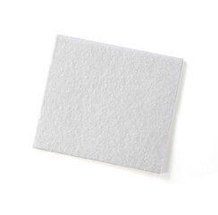 Serviette.White kitchen square folded cloth top view. Household napkin.