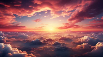 Fotobehang 꿈같은 노을이 물든 구름 위의 환상적인 하늘 © 현진 양