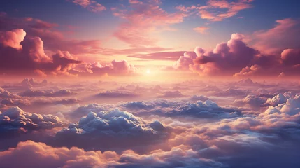 Fotobehang 꿈같은 노을이 물든 구름 위의 환상적인 하늘 © 현진 양