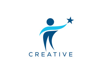 Minimalist Success people logo design vector template. Creative business growth people logo