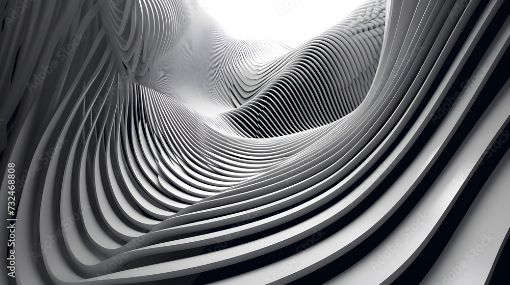 Poster a photo of a 3d abstract pattern, with depth and perspective. wallpaper and background. a black and 