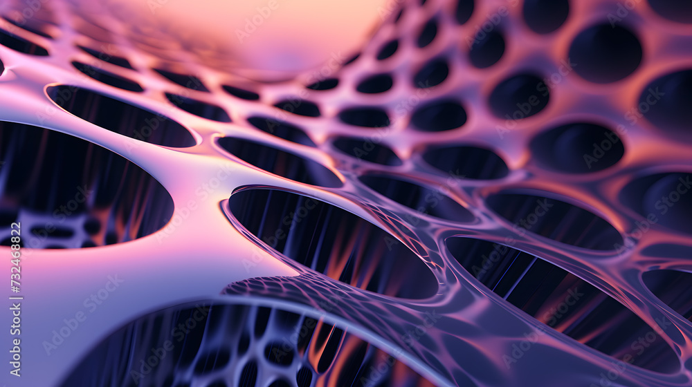 Poster a close up of a metal structure with a blur effect. a photo of a 3d abstract pattern, with depth and