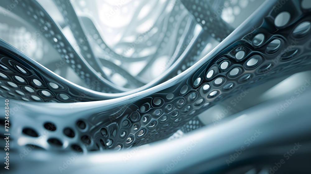 Poster a close up of a metal structure with a blur effect. a photo of a 3d abstract pattern, with depth and