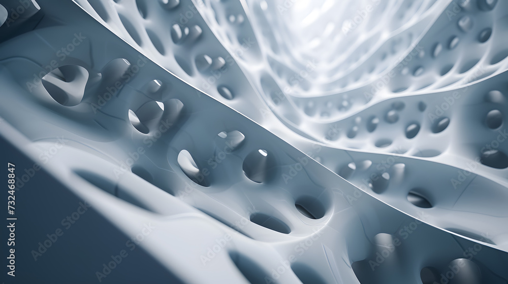Poster a close up of a metal structure with a blur effect. a photo of a 3d abstract pattern, with depth and