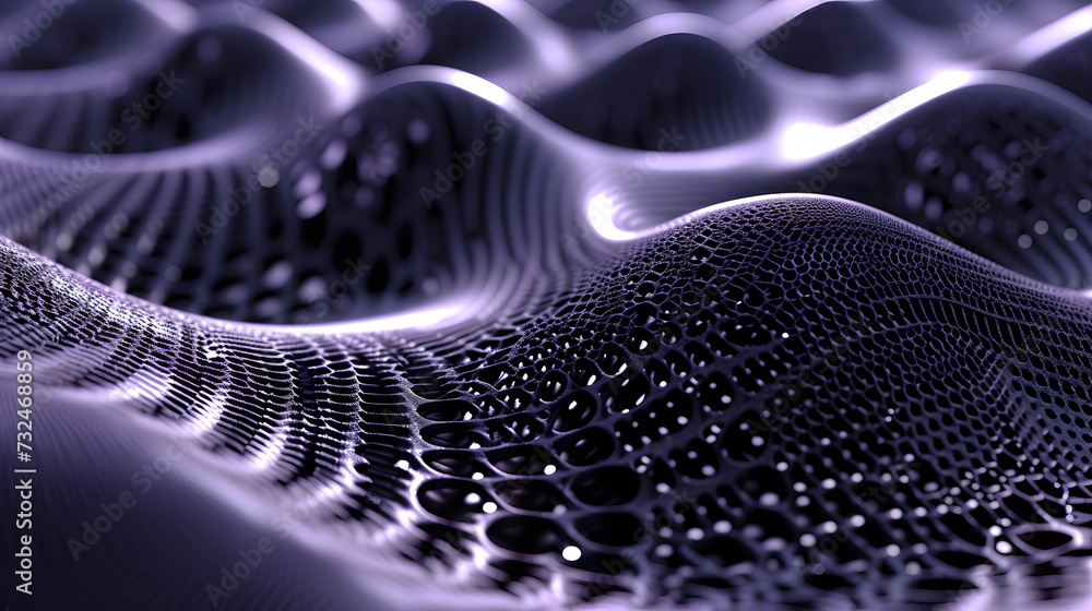 Poster a close up of a metal structure with a blur effect. a photo of a 3d abstract pattern, with depth and