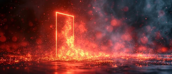 Fiery Doorway: A Glowing Red Portal to the Future Generative AI