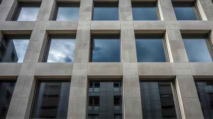 Ai generated illustration of a modern building with a glass facade and multiple windows