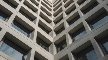 Ai generated illustration of a modern building with a glass facade and multiple windows