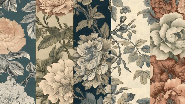 AI generated illustration of a bright and colorful floral pattern design