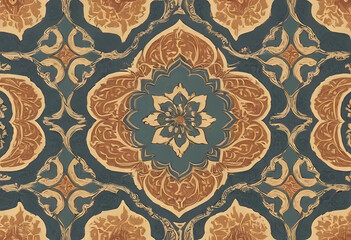 Vintage background, floral pattern, and Arabic motifs. Linoleum background. Textile background for printing for Arab councils and tents
