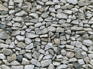 Closeup of a wall made of gray stones