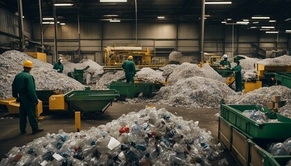 Industrial Recycling Plant Processing Assorted Materials - obrazy, fototapety, plakaty