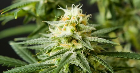 Closeup of growing Marijuana leaves