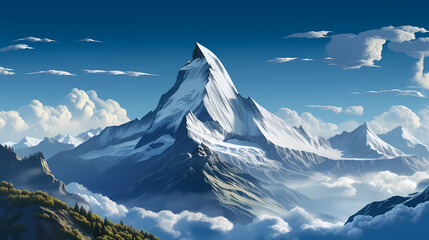 Stunning mountains, panoramic peaks PPT background