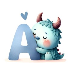 Whimsical Creature Embracing Letter 