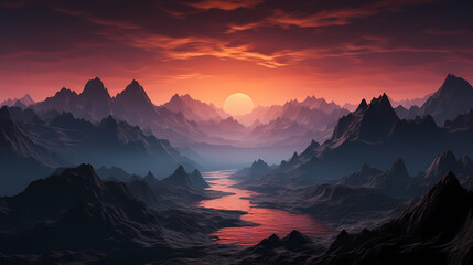 Stunning mountains, panoramic peaks PPT background