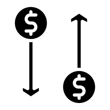Increase and Decrease in Rate icon vector image. Can be used for Trading.