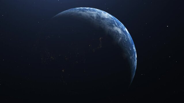 3D-rendered animation of the planet Earth in the galaxy
