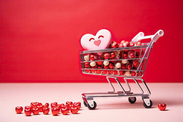 basket with different hearts