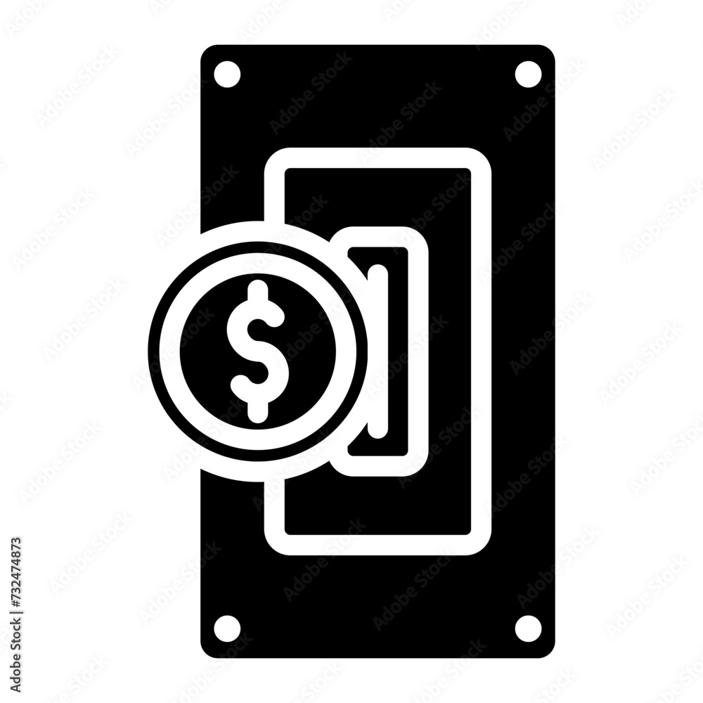 Poster insert coin icon vector image. can be used for laundry.