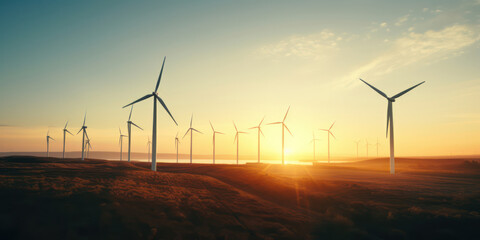 Windmill Serenity: Embracing Renewable Energy in a Tranquil Sunset Sky
