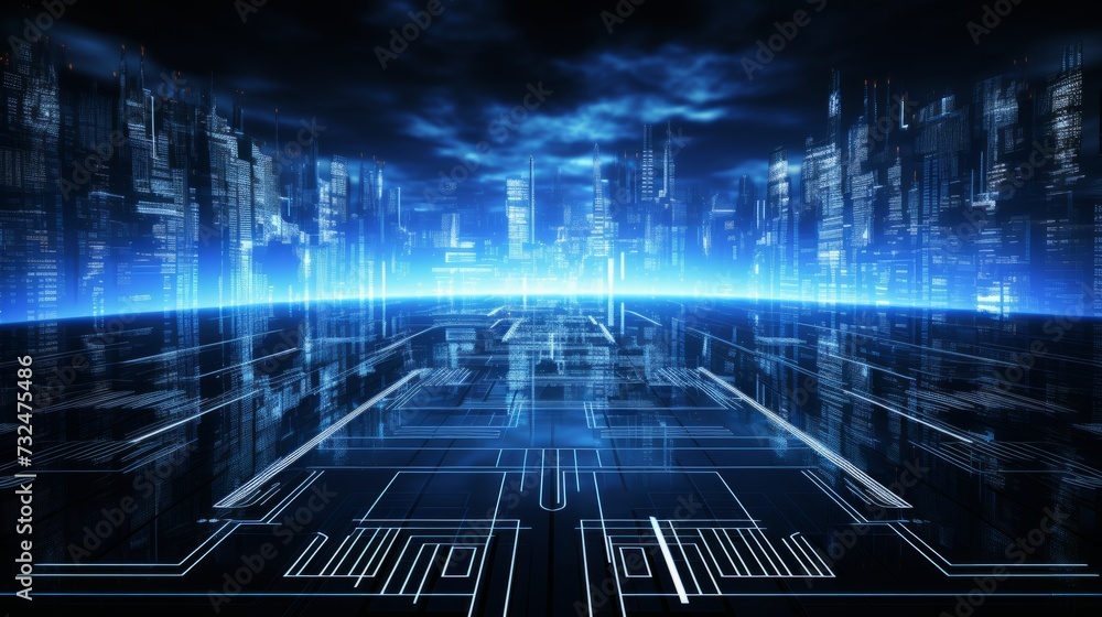 Poster tech background: futuristic digital data display
