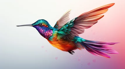 Afwasbaar Fotobehang Kolibrie exotic hummingbird hand drawn vector illustration