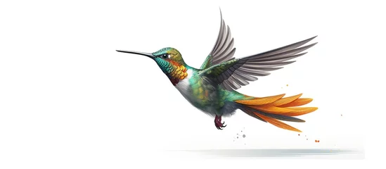 Fototapete Kolibri exotic hummingbird hand drawn vector illustration