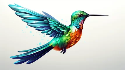 Fotobehang Kolibrie exotic hummingbird hand drawn vector illustration