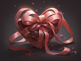 AI generated illustration of a gift box illuminated by a glowing light